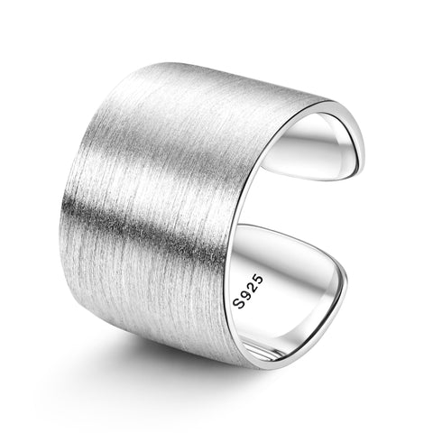 Chriscoco S925 Sterling Silver Ring for Women Adjustable Thumb Ring Open Band Ring High Polished Handmade Silver Rings with Gift Box 1/2/3/4/5/6/8/10/15MM