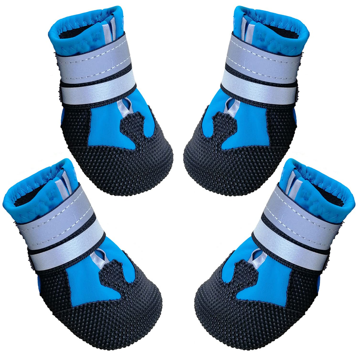 AMOMYDOG Dog Shoes, Set of 4 Waterproof Dog Boots, Dog Shoes with Reflective Straps and Non-slip Outsole for Paw Protection for Small Medium Large Dogs (XL, Blue)