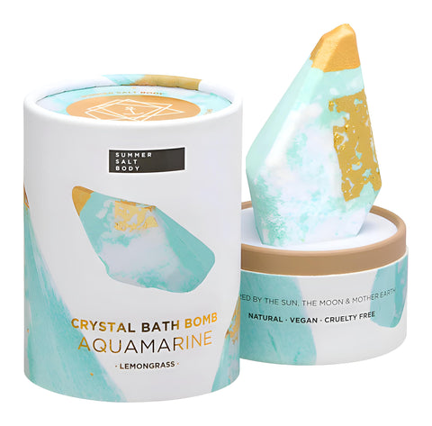 Summer Salt Body - Luxury Crystal Bath Bombs from Australia, Christmas or Birthday Gifts for Women and Men (Aquamarine Lemongrass)