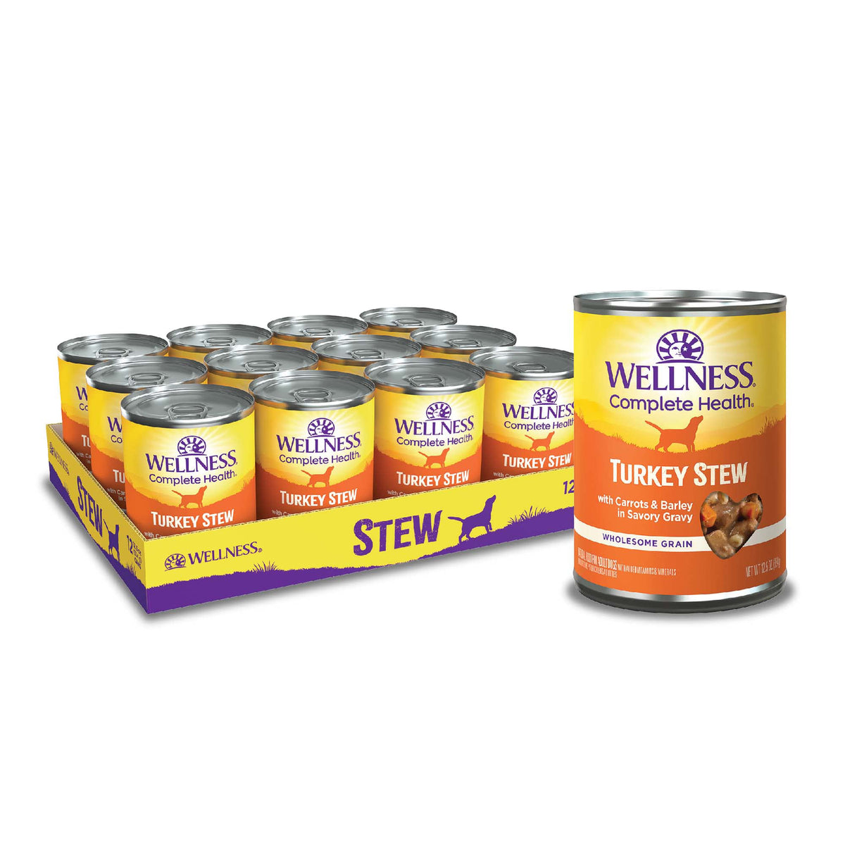 Wellness Thick & Chunky Natural Canned Dog Food, Turkey Stew, 12.5-Ounce Can (Pack of 12)