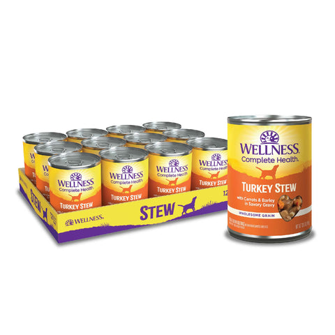Wellness Thick & Chunky Natural Canned Dog Food, Turkey Stew, 12.5-Ounce Can (Pack of 12)