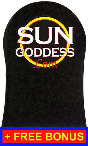 Sun Goddess - Sunless Self Tanning Applicator Mitt + Pair Sunless Self Tanning Application Gloves + 1 Sunless Self Tanning Lotion Sample #1 Best Sunless Self Tanner Lotion, Foam Mousse, Mitt, Glove