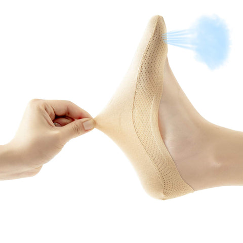 JARSEEN 4Pairs Low Cut No Show Liner Socks Women Breath Mesh Cotton Nylon Hidden Invisible Socks Anti-slip for Boat Loafer Sneakers (2Beige+2Black, UK 3-6)