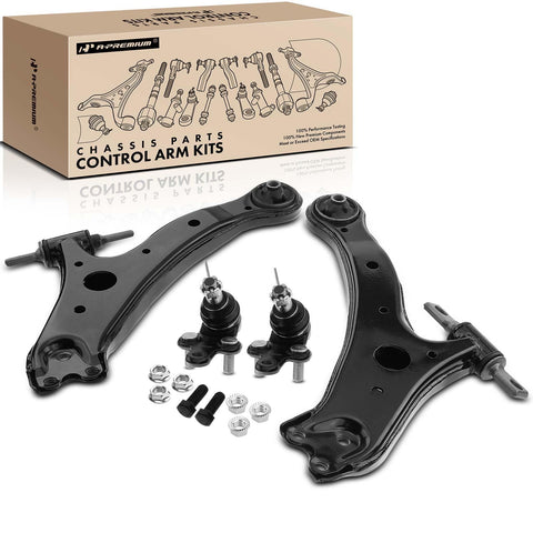 A-Premium Set of 4, Front Lower Control Arm, Lower Ball Joint, Compatible with Toyota Camry 02-06, Highlander 04-07, Solara 2004-2008, Lexus ES300 02-03, ES330 & RX330 04-06, RX350 07-09, RX400h 06-08