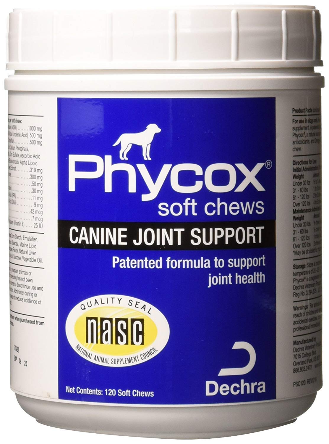 Dechra Phycox Canine Joint Support Soft Chews for Dogs, 120 Count