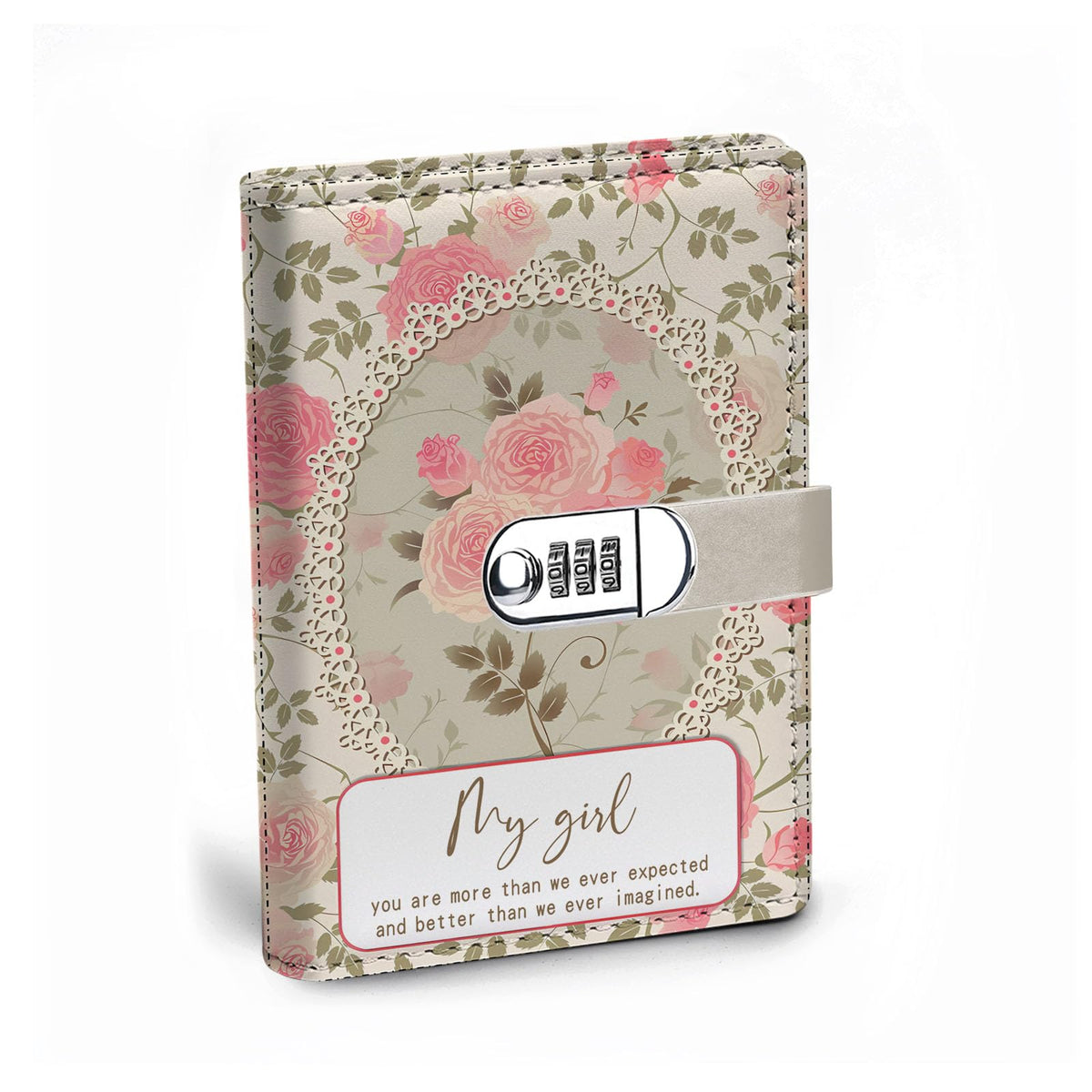 WHLBHG Daughter Gift A5 Locking Journal To my Daughter Faux Lined Refillable Leather Journal Birthday Gifts for Girls (Lock-My Girl)