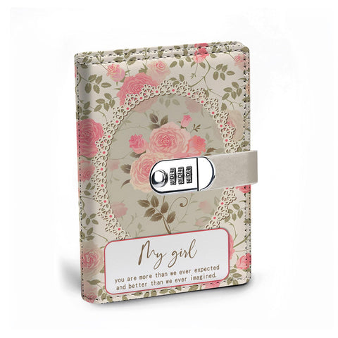 WHLBHG Daughter Gift A5 Locking Journal To my Daughter Faux Lined Refillable Leather Journal Birthday Gifts for Girls (Lock-My Girl)