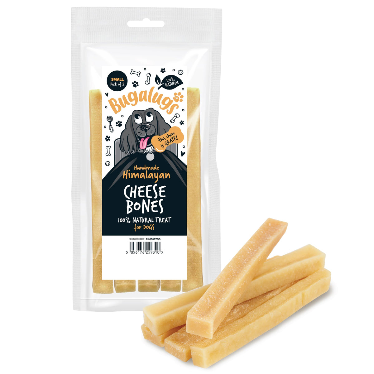 Bugalugs Himalayan Yak Chews for dogs are 100% natural dog treats & puppy treats - Dog dental sticks yak chew are a long lasting healthy dental sticks dogs for Plaque Off, Tartar & Teeth (5pcs)