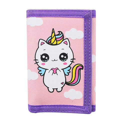 Trifold Canvas Outdoor Wallet for Kids, Cartoon Sport Wallets with Zippered Pocket, Christmas Gifts for Girls and Women, Unicorn 02, Casual