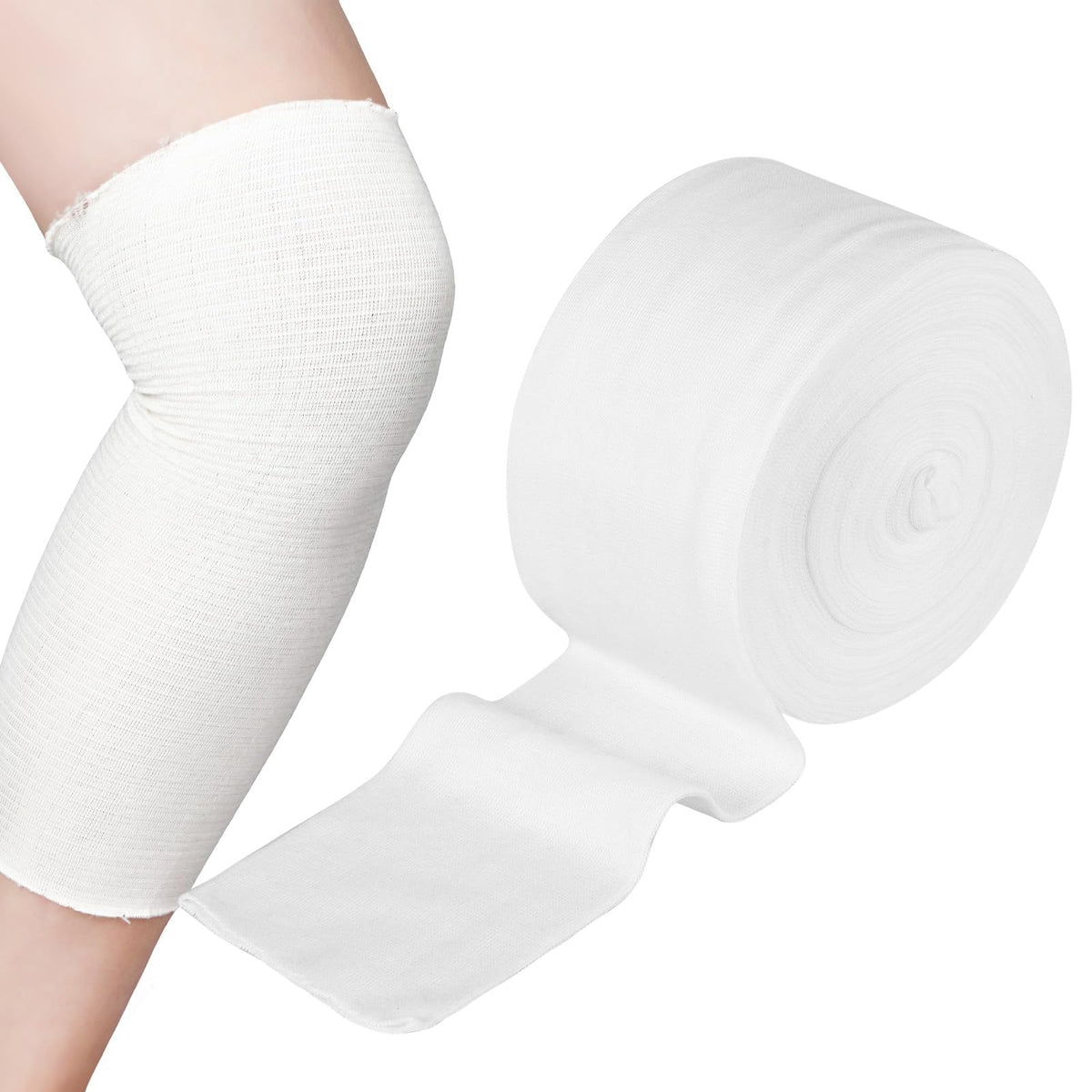 Tubular Elastic Bandage Size D Support Bandages Washable Reusable First Aid Gauze Dressing for Arms Lower Legs Sports 7.5CM x 8M