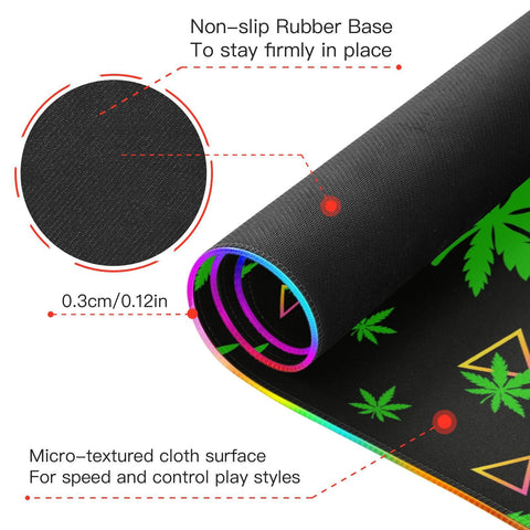 Green Leaves Wireless Charging Mouse Pad for Mobile Phone Extra Large Gaming Mousepad with 13 Lighting Modes Keyboard Mat for Office Home Gaming MacBook PC Laptop Desk