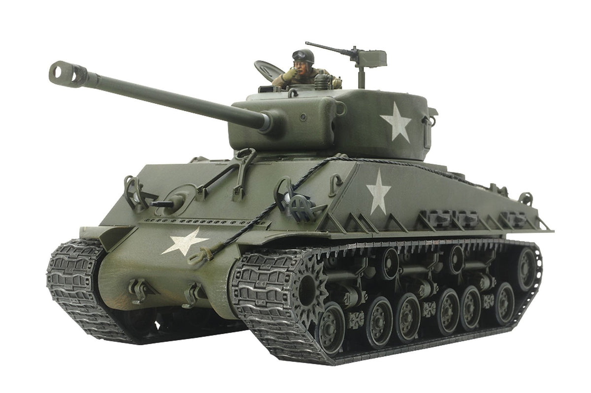 Tamiya TAM32595 Vehicle 32595-1:48 US M4A3E8 Sherman Easy Eight, Model, Plastic, Detailed Replica, Assembly Kit, Unvarnished