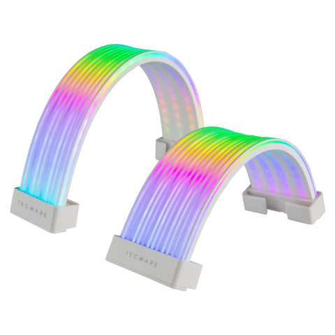 TECWARE Flex RGB, PSU Extension Cable Cover Kit, Light Up LED Strip Set for GPU and Motherboard PC Cables, 5V 3 Pin ARGB Sync, Compatible with 8-Pin, 16-Pin, 24-Pin, White
