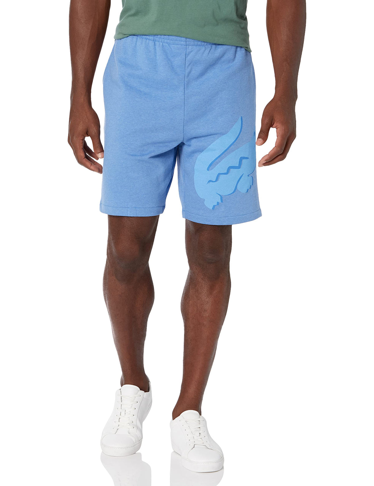 Lacoste Mens Summer Croc Fleece Shorts, Heather Air, Small US