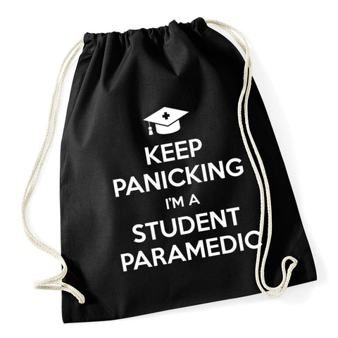 Hippowarehouse Keep panicking I'm a student paramedic Drawstring Cotton School Gym Bag 37cm x 46cm, 12 litres
