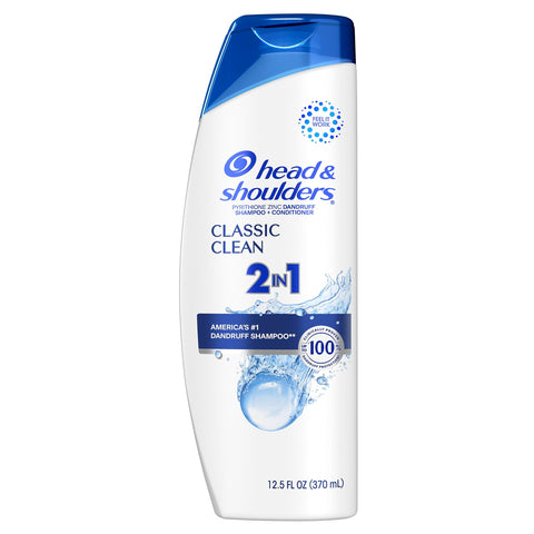 Head and Shoulders 2 in 1 Dandruff Shampoo and Conditioner, Anti-Dandruff Treatment, Classic Clean for Daily Use, Paraben Free, 12.5 oz