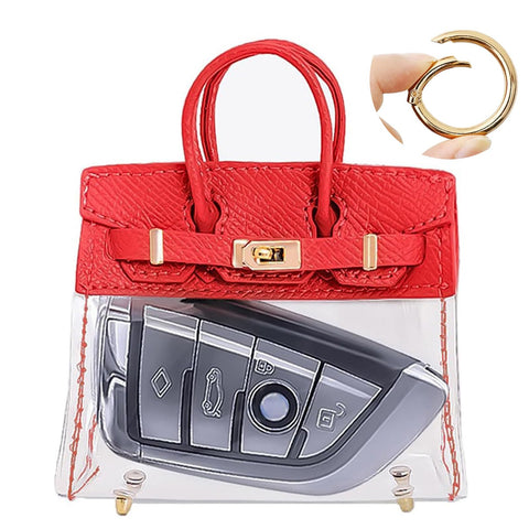 GTZTYZ Mini Creative Handbag Design Car keychain,Women Car Key Bag Mini Handbag,Exquisite Transparent Small Handbag,Headphone Bags (Red)