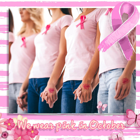 Dansib 600 Pcs Football Breast Cancer Awareness Pink Ribbon Tattoos Waterproof Body Breast Cancer Awareness Tattoo Stickers Removable Temporary Face Tattoos for Women Girl Fundraising Team Accessories