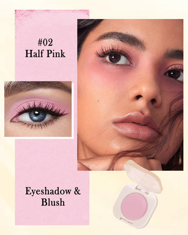 Single Matte Eyeshadow, Lavender Pink Eye Shadow & Blush Palette, Ultra-fine Velvet Eyeshadow Compact Powder, High Pigment, Long Lasting, Multiuse Blendable Korean Eye & Face Makeup, Half Pink