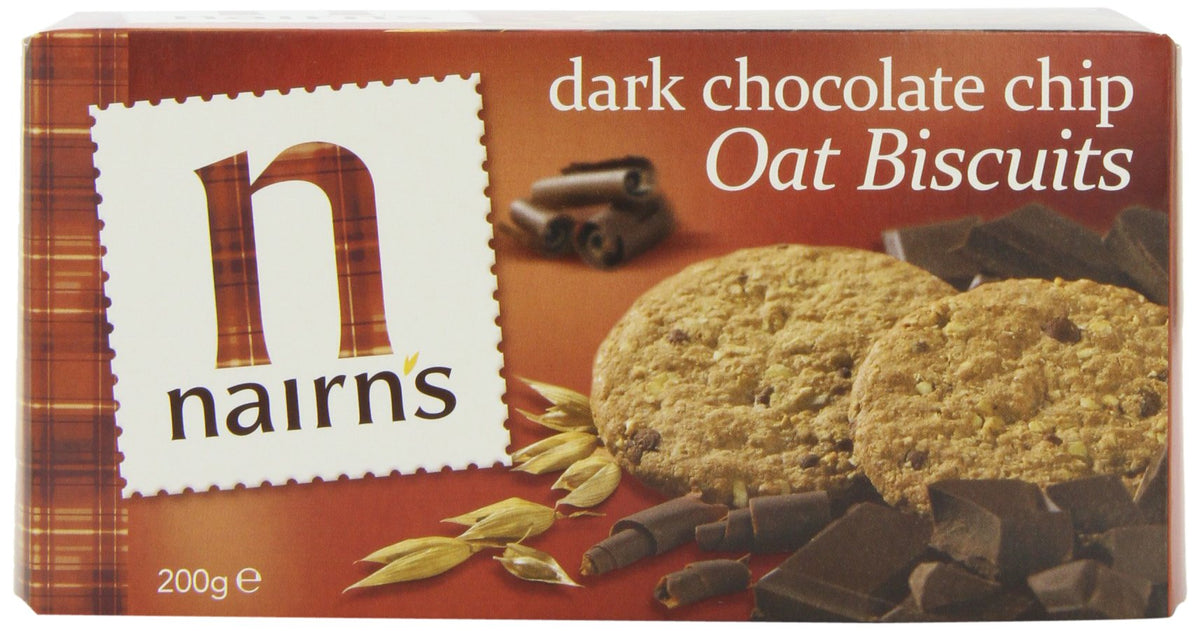 Nairns Dark Chocolate Chip Biscuits 200 g (Pack of 8)