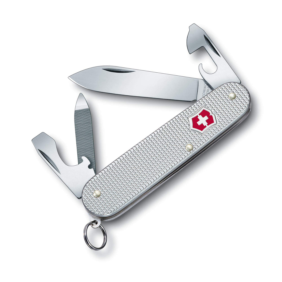 Victorinox Cadet Alox Swiss Army Knife, Medium, Multi Tool, 9 Functions, Nail File, Silver