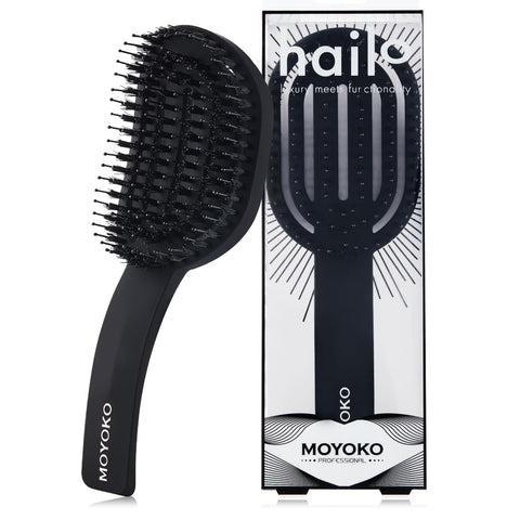 MOYOKO Detangler Brush for Curly Hair, Thick, Straight Hair - Ergonomic Curved Detangling Hair Brush for Women, Girls, Prevents Hair Breakage, Detangle Shower Hairbrush for Wet & Dry Hair (Black)