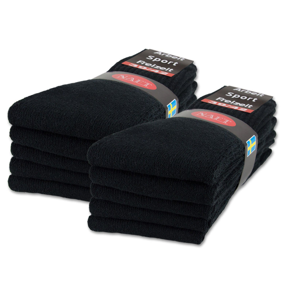sockenkauf24 10 | 20 | 30 Pairs Crew Socks Sports Tennis Socks for Women & Men in 5 Colours - Sizes 35-50 available (UK 6-8 | EU 39-42, 10 Pairs | Black)