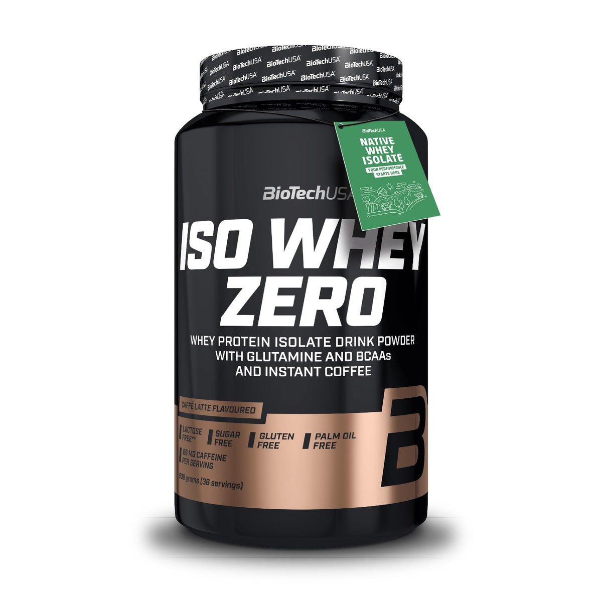 BioTechUSA Iso Whey Zero | Premium Whey Protein Isolate | Grass-Fed | Enzyme-Free | Sugar- and Gluten-Free, 908 g, CaffÃ© Latte