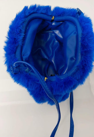 LeahWard Womens Faux Fur Cross Body Bag Party Wedding Clutch Shoulder Handbags 25 (Royal Clutch)