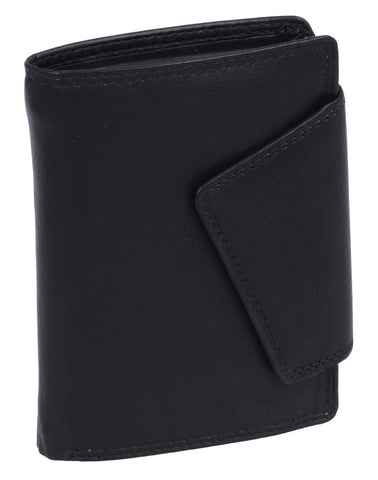 LEAS Ladies Wallet with Outside Lock RFID Blocking, Genuine Leather, Black Ladies-Collection''