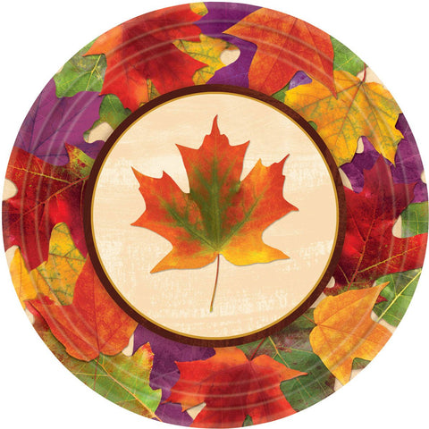 Thanksgiving Fall Foliage Luncheon Plates Celebration Parties Harvest Fun 8 Pk