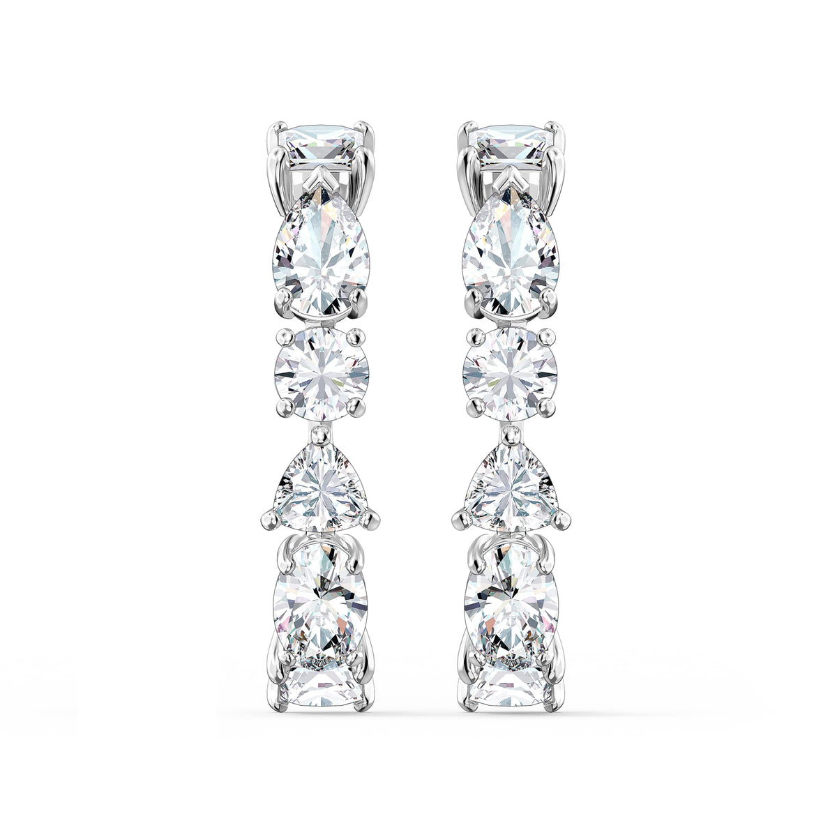 Swarovski Tennis Deluxe ear cuffs, Mixed cuts, White, Rhodium plated