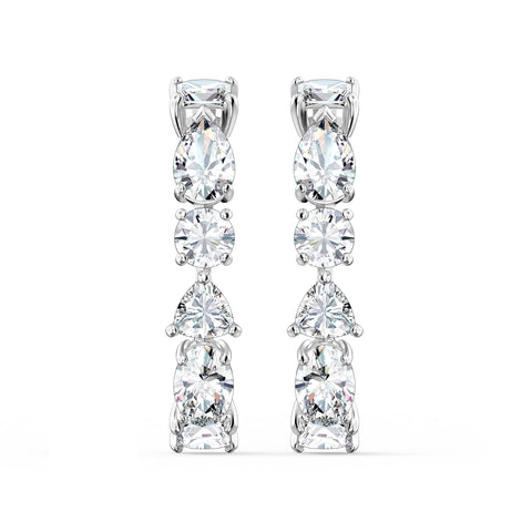 Swarovski Tennis Deluxe ear cuffs, Mixed cuts, White, Rhodium plated