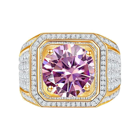 WAHZAUS Moissanite Engagement Rings for Men 1ct D Color VVS1 Diamond Rings Yellow/Blue/Green Moissanite Wedding Bands with Certificate (Pink,9)