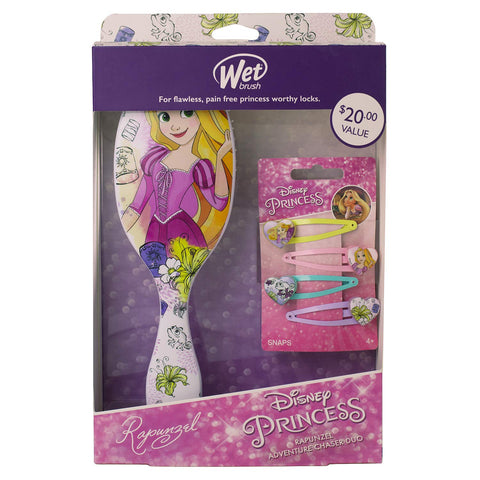 Wet Brush Hair Brush Disney Princess Rapunzel Adventure Chaser Duo - Hairbrush for Women, Men, Kids and for Flawless, Pain Free Princess Worthy Locks, Snap Kit