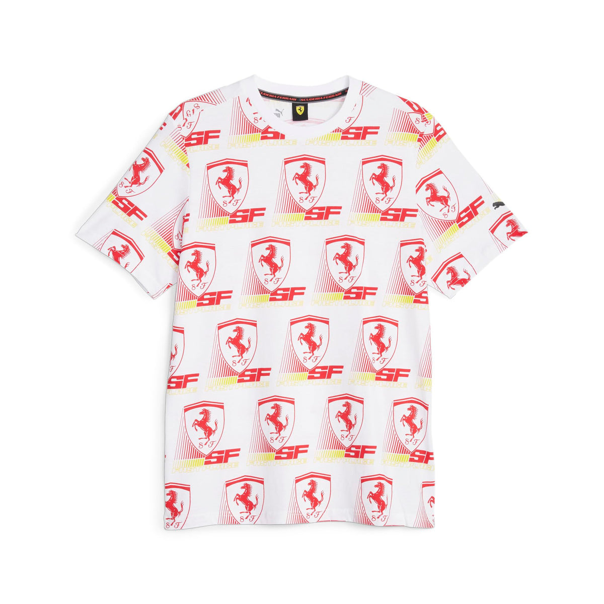 PUMA Men's Standard Ferrari Race Tee, White All-Over-Print, XX-Large