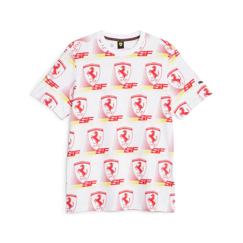PUMA Men's Standard Ferrari Race Tee, White All-Over-Print, XX-Large