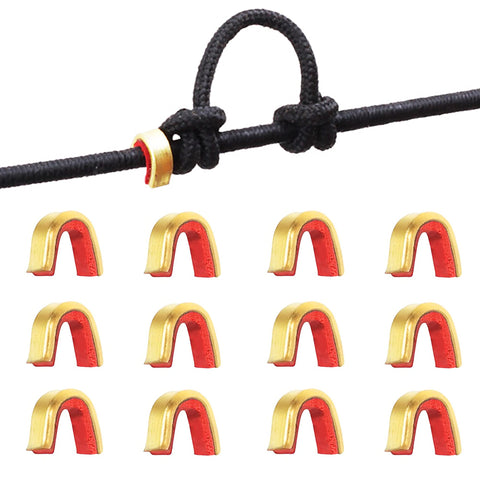 IRYNA Archery Bow String Nock Points Bowstring Nocks Buckle Clips Nocking Point Brass Buckle Clip Knocks for Archery Hunting, Pack of 12
