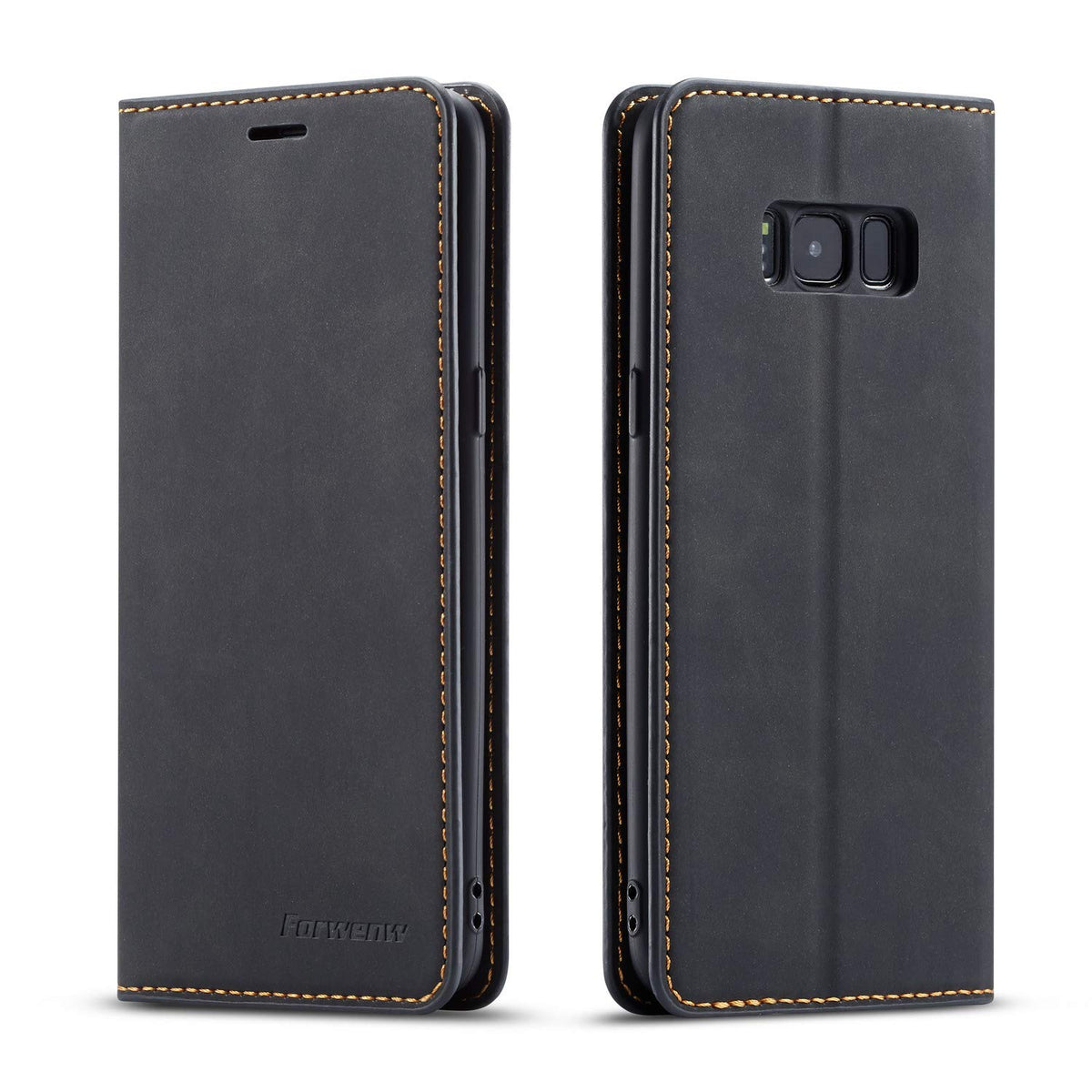 QLTYPRI Samsung Galaxy S7 Edge Case, Premium PU Leather Cover TPU Bumper with Card Holder Kickstand Hidden Magnetic Adsorption Shockproof Flip Wallet Case for Samsung Galaxy S7 Edge - Black