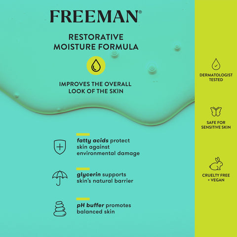 Freeman Restorative Facial Cleanser + Mask, Moisturizing & Purifying Cream-To-Foam Face Wash, Multipurpose Skincare to Deep Clean, AHA's & Botanical Extracts Face Mask, 3 fl.oz./ 89 mL Tube, 1 Count