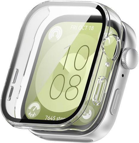 LIUZIHAN Case for Huawei Watch Fit 3, Hard PC + Screen Protector, All-inclusive Protection, Anti-Scratch Case Cover for Huawei Watch Fit 3.(Transparent)