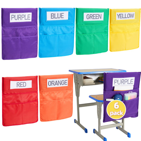 HELLO PAPAYA Chairback Buddy Pocket Chart, Chairback Buddy Pocket Chair Pockets for Classroom with 3 Pockets and 1 Student Name Tag, Chair Pockets Organizer