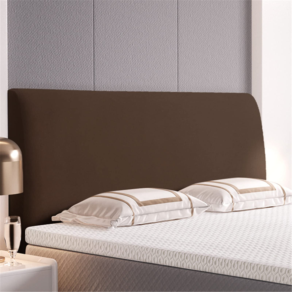 GYHH Bed Headboard Cover,Stretch Elastic Velvet Backrest 360° All-inclusive Universal Headboard Slipcover Protector Dustproof Bed Head Cover for Bedroom (Dark Coffee,180-200cm (70-78in))