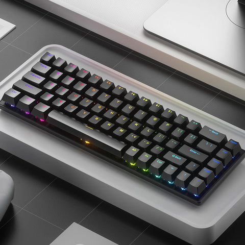 61-Key Hotswappable BT5.0 Mechanical Keyboard for Gaming and Productivity with RGB Backlight and 2000mAh Battery, Connect Up to 5 Devices (Black)