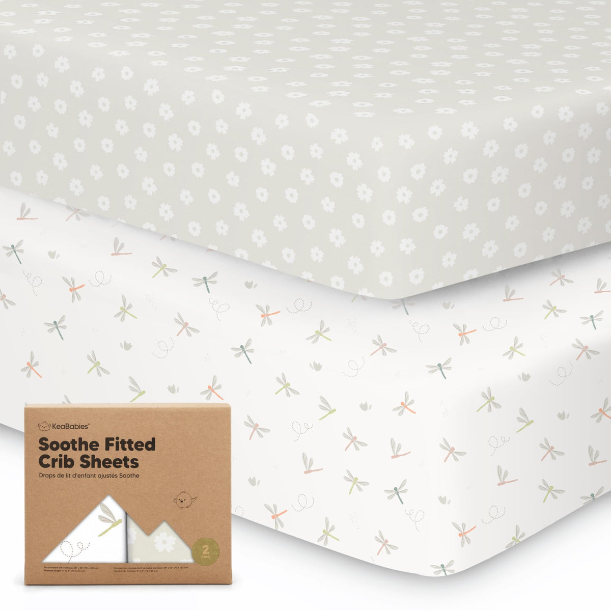2-Pack Organic Crib Sheets for Boys, Girls - Jersey Fitted Crib Sheet, Baby Crib Sheets Neutral, Crib Mattress Sheet, Cotton Crib Sheets, Breathable Crib Sheet, Baby Mattress Sheets (Meadow)