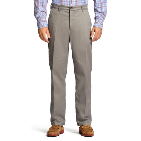 IZOD Men's Performance Stretch Classic Fit Flat Front Chino Pant, Smoked Pearl, 38W X 32L