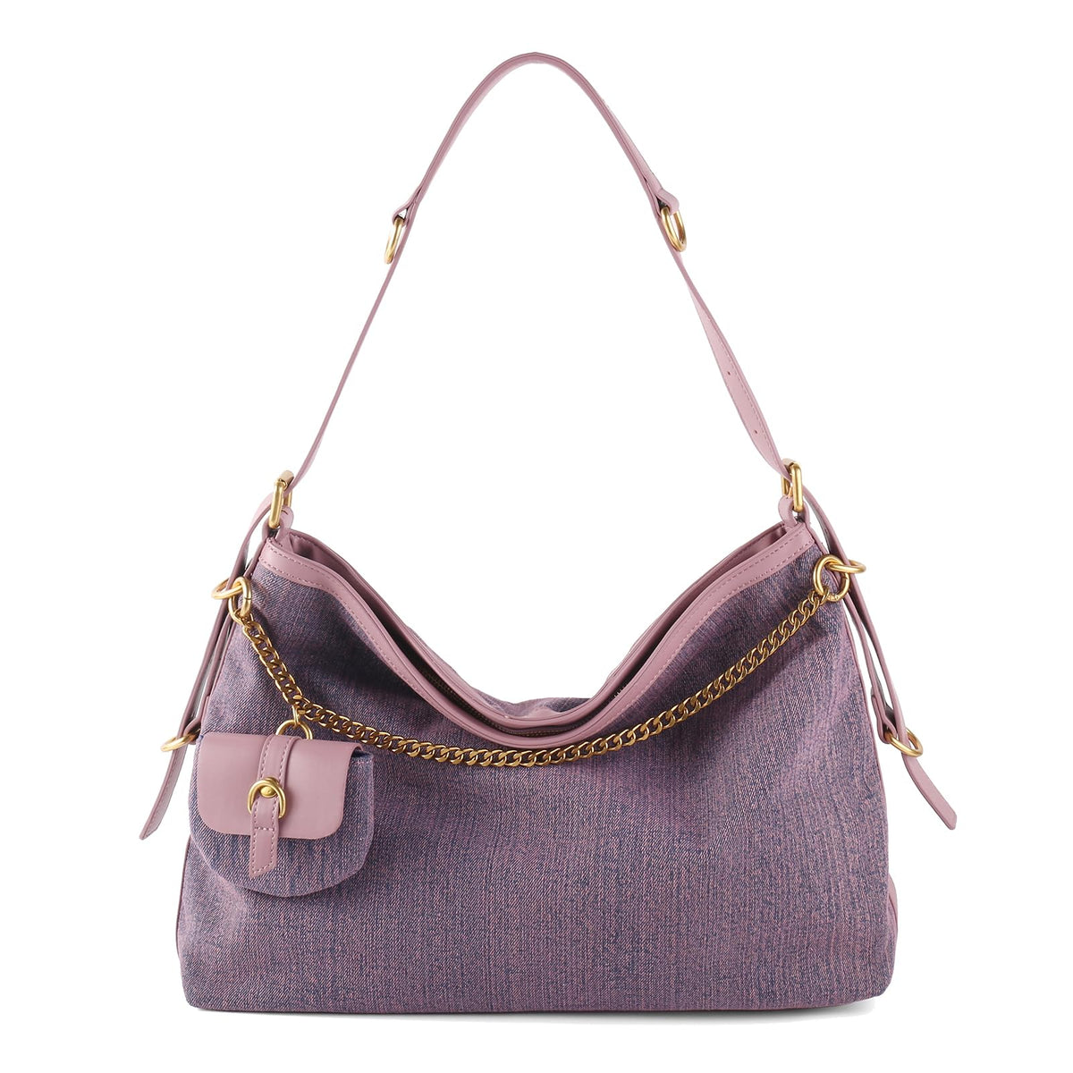 DSGUTWO Denim Tote Bags for Women, Quilted Vegan Leather Crossbody Shoulder Bag, Casual Handbag, Retro Large Capacity Purse