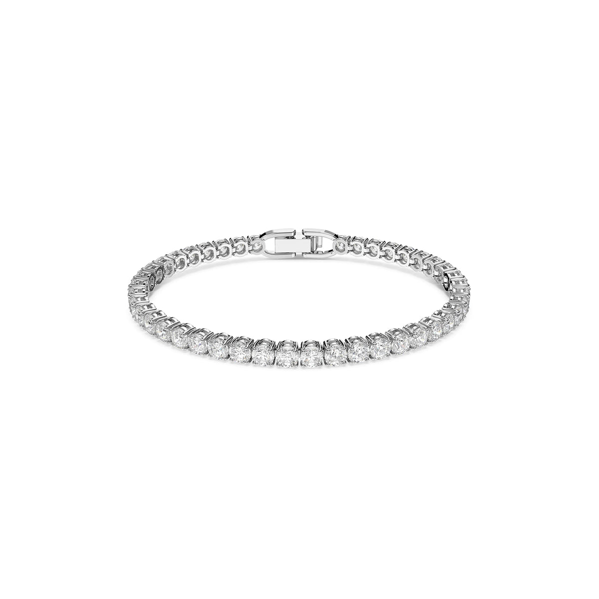 Swarovski Tennis Deluxe bracelet, Round, White, Rhodium plated