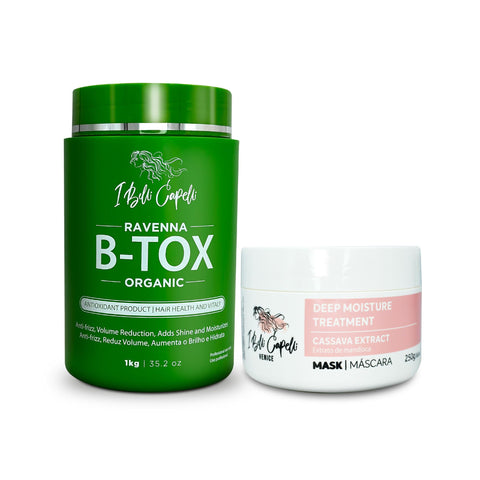 I Belli Capelli Hair B-tox Treatment & Argan Oil Mask, 44 fl oz - Organic Kit, Formaldehyde-Free, Anti-Frizz, Volume Reduction, Smoothing, Brazilian Keratin, Argan Oil, Panthenol