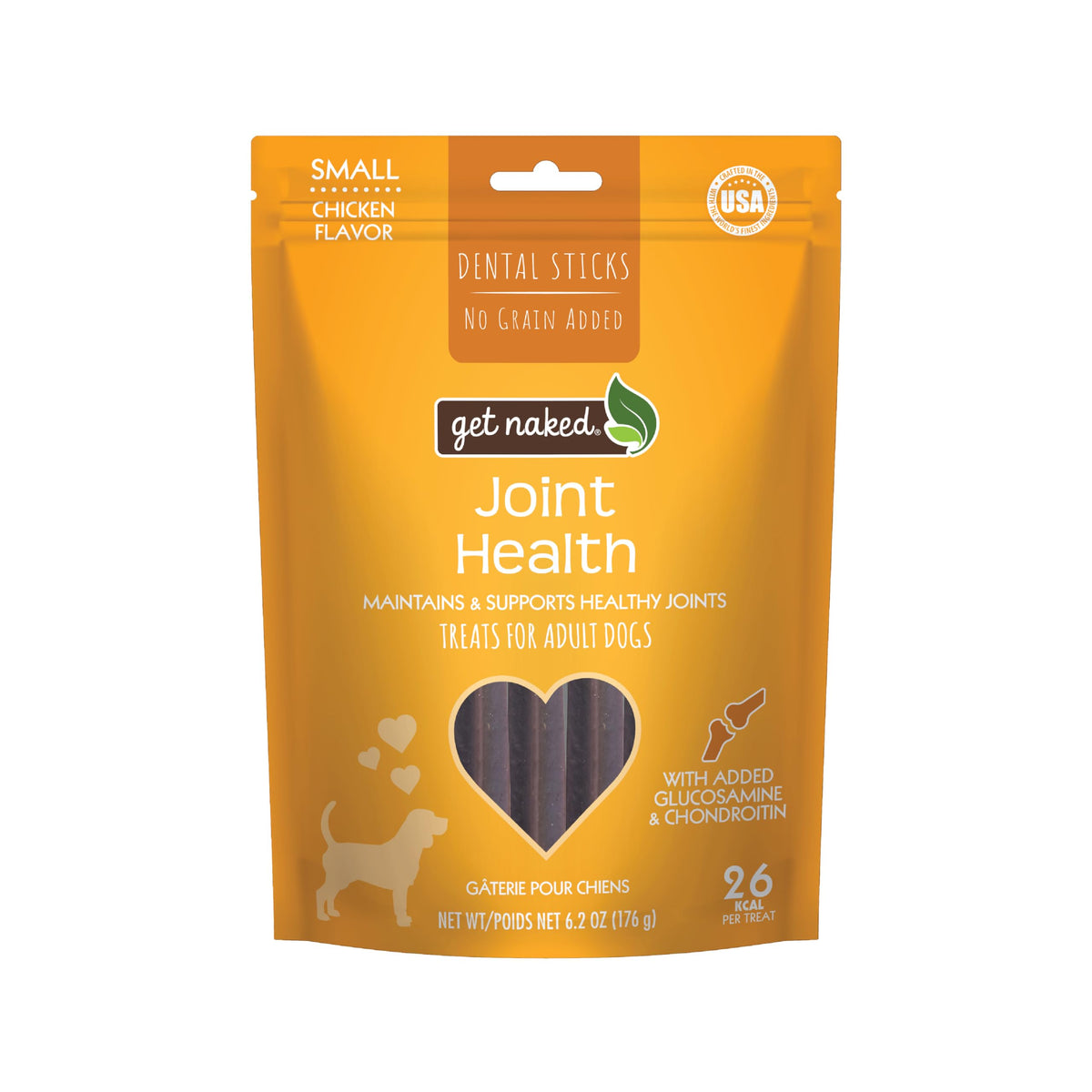 Get Naked Grain Free 1 Pouch 6.2 Oz Joint Health Dental Chew Sticks, Small
